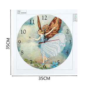 DIY Part Special Shaped Diamond Clock 5D Mosaic Painting Kit (Angel DZ615)