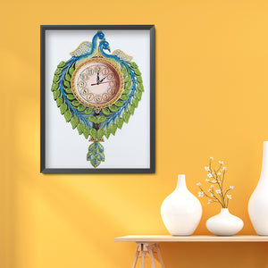 DIY Part Special Shaped Diamond Clock Mosaic Painting Kit (Peafowl 1 DZ622)