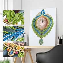 Load image into Gallery viewer, DIY Part Special Shaped Diamond Clock Mosaic Painting Kit (Peafowl 1 DZ622)
