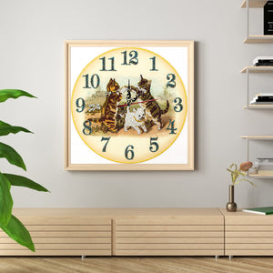 Cat Clock Mosaic Part Special Shape Diamond DIY Painting Kit Gifts (DZ652)