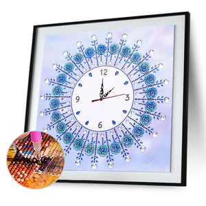 Simple Flower Clock Part Drill Special Shape Diamond DIY 5D Gifts (DZ623)