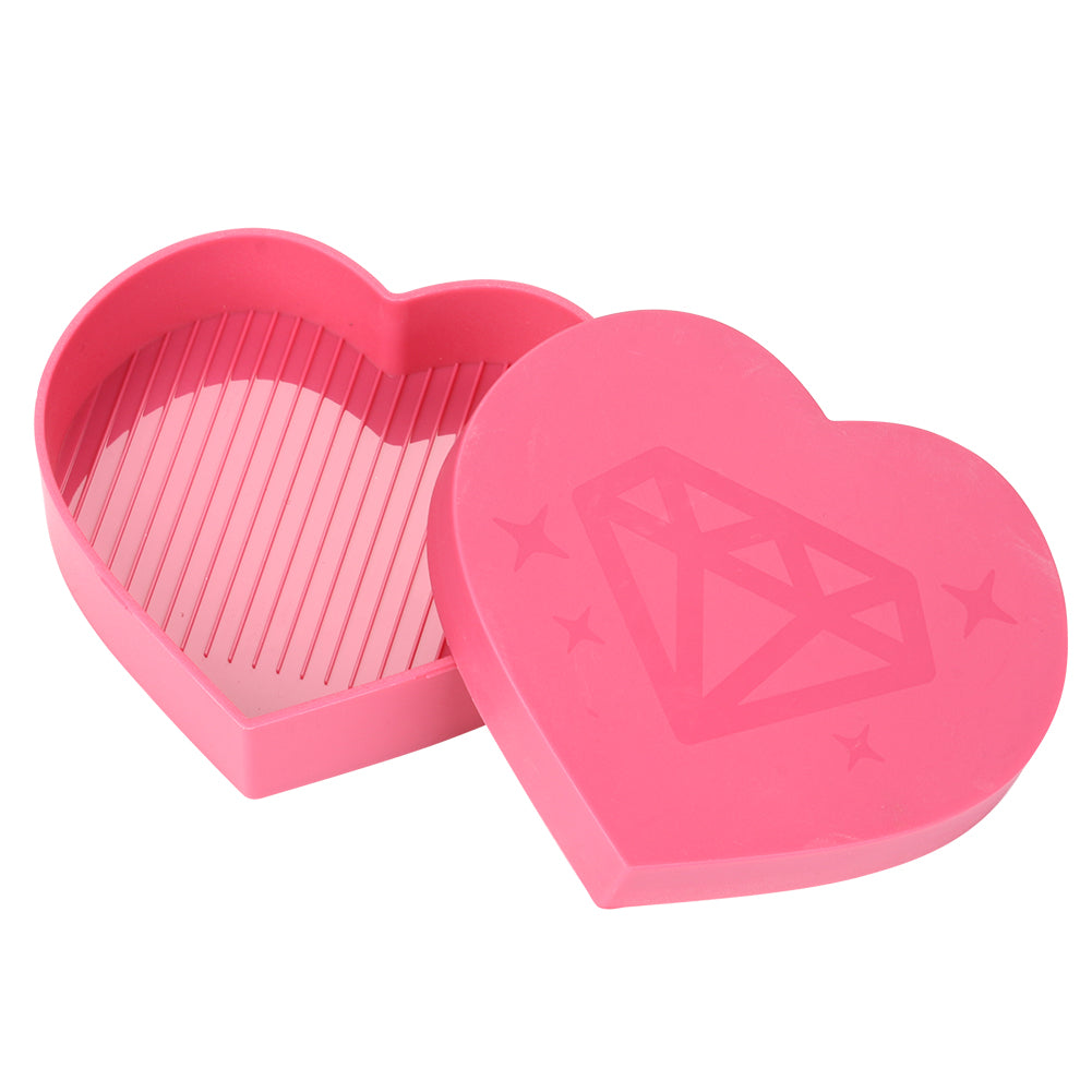 5D DIY Diamond Painting Tray Plastic Heart Shape Drill Plate (Pink)