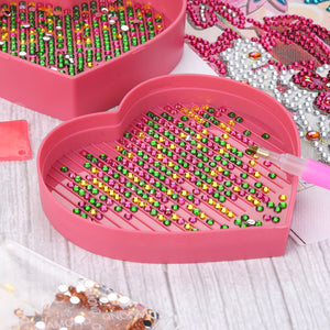 5D DIY Diamond Painting Tray Plastic Heart Shape Drill Plate (Pink)