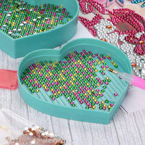 5D DIY Diamond Painting Tray Plastic Heart Shape Drill Plate (Sky Blue)