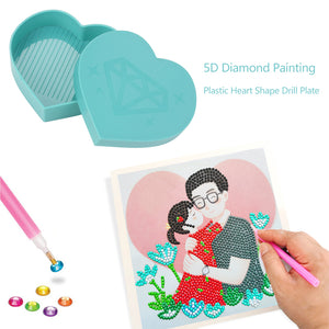 5D DIY Diamond Painting Tray Plastic Heart Shape Drill Plate (Sky Blue)