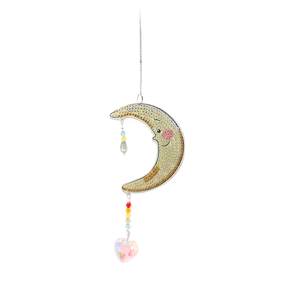 Crystal Light Catching Jewelry Ornament Wind Chime Pendant (Moon and Stars)