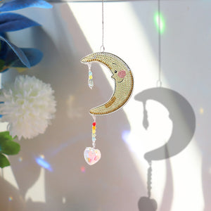 Crystal Light Catching Jewelry Ornament Wind Chime Pendant (Moon and Stars)