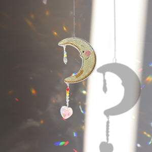 Crystal Light Catching Jewelry Ornament Wind Chime Pendant (Moon and Stars)