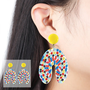 Mosaic Diamond Earrings DIY Painting Kit Drill Ear Dangles Jewelry (EH05)