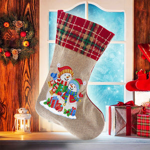 5D Diamond Painting Xmas Rhinestone Sock Embroidery Mosaic Gift Bag (SDW02)