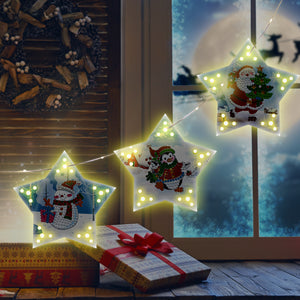 5D DIY Diamond Painting Christmas Tree LED Hanging Star Lights (GSD01)