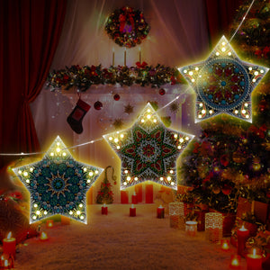 5D DIY Diamond Painting Christmas Tree LED Hanging Star Lights (GSD04)