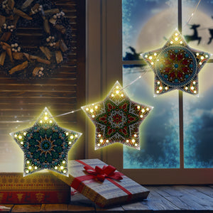 5D DIY Diamond Painting Christmas Tree LED Hanging Star Lights (GSD04)