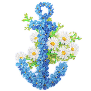 5D DIY Diamond Painting Blue Flower Wreath Kit Door Hanging Decor (DZ657)