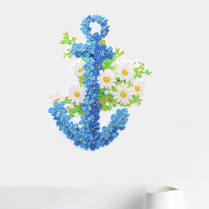 5D DIY Diamond Painting Blue Flower Wreath Kit Door Hanging Decor (DZ657)