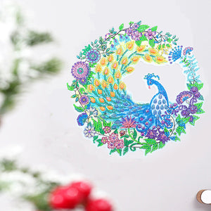 5D DIY Diamond Painting Peacock Wreath Kit Art Door Hanging Decor (DZ663)