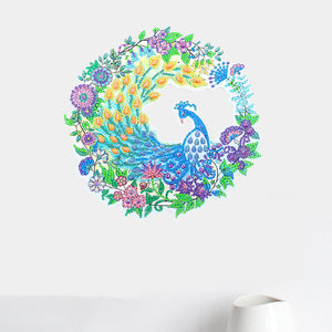 5D DIY Diamond Painting Peacock Wreath Kit Art Door Hanging Decor (DZ663)