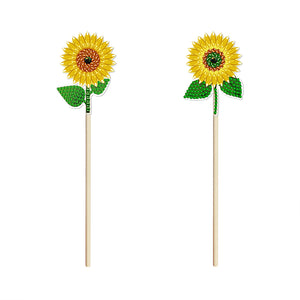 2pcs/Set Sunflower 3D DIY Diamond Garden Plants Decor Stake Craft (HBJ11)