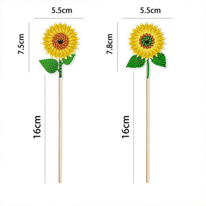 2pcs/Set Sunflower 3D DIY Diamond Garden Plants Decor Stake Craft (HBJ11)