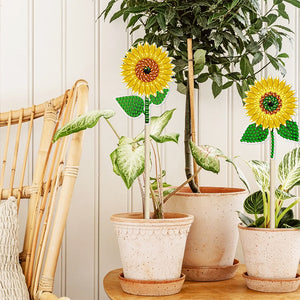 2pcs/Set Sunflower 3D DIY Diamond Garden Plants Decor Stake Craft (HBJ11)