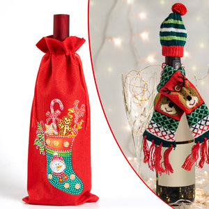 DIY Special Drill Diamond Painting Christmas Wine Bottle Covers (TB007)