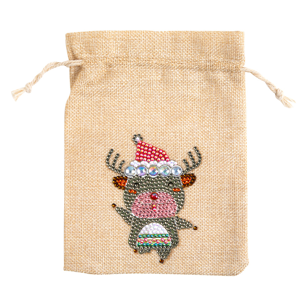 5D DIY Diamond Painting Christmas Linen Gift Bag Cartoon Home Decor (FD001)
