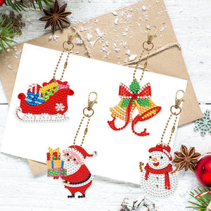 8pcs DIY Acrylic Full Special Drill Diamond Christmas Keychain Kits (YSK67)