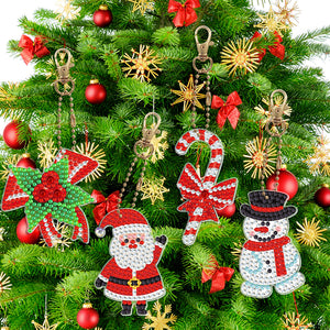 8pcs DIY Acrylic Full Special Drill Diamond Christmas Keychain Kits (YSK68)