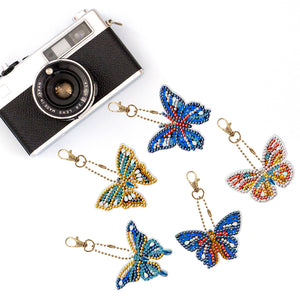 5pcs DIY Acrylic Full Special Drill Diamond Butterfly Keychain Kit (YSK081)
