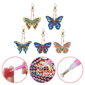 5pcs DIY Acrylic Full Special Drill Diamond Butterfly Keychain Kit (YSK081)