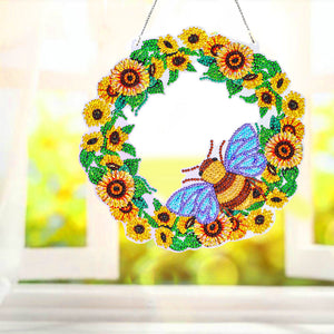 5D DIY Diamond Painting Crystal Bee Wreath Art Door Hanging Decor (GT2011)