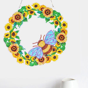 5D DIY Diamond Painting Crystal Bee Wreath Art Door Hanging Decor (GT2011)