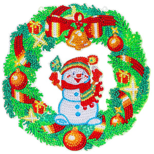 5D DIY Diamond Painting Crystal Snowman Wreath Door Hanging Decor (GT2012)