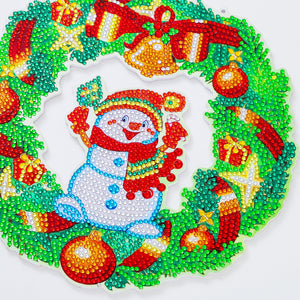 5D DIY Diamond Painting Crystal Snowman Wreath Door Hanging Decor (GT2012)