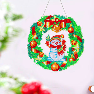 5D DIY Diamond Painting Crystal Snowman Wreath Door Hanging Decor (GT2012)