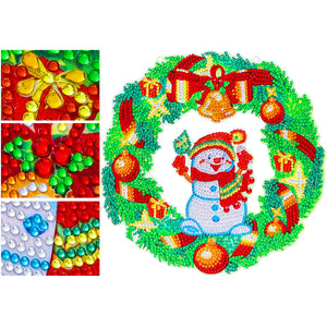 5D DIY Diamond Painting Crystal Snowman Wreath Door Hanging Decor (GT2012)