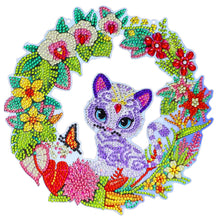 Load image into Gallery viewer, 5D DIY Diamond Painting Crystal Cat Wreath Art Door Hanging Decor (GT2014)
