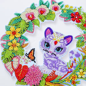 5D DIY Diamond Painting Crystal Cat Wreath Art Door Hanging Decor (GT2014)