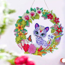 Load image into Gallery viewer, 5D DIY Diamond Painting Crystal Cat Wreath Art Door Hanging Decor (GT2014)
