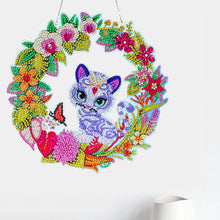 Load image into Gallery viewer, 5D DIY Diamond Painting Crystal Cat Wreath Art Door Hanging Decor (GT2014)
