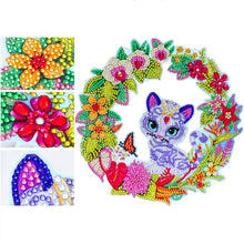 Load image into Gallery viewer, 5D DIY Diamond Painting Crystal Cat Wreath Art Door Hanging Decor (GT2014)
