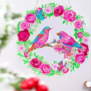 5D DIY Diamond Painting Crystal Bird Wreath Art Door Hanging Decor (GT2016)