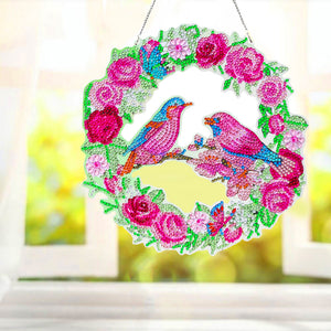 5D DIY Diamond Painting Crystal Bird Wreath Art Door Hanging Decor (GT2016)