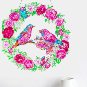 5D DIY Diamond Painting Crystal Bird Wreath Art Door Hanging Decor (GT2016)