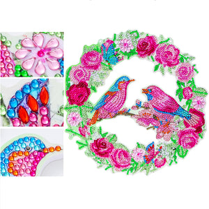 5D DIY Diamond Painting Crystal Bird Wreath Art Door Hanging Decor (GT2016)