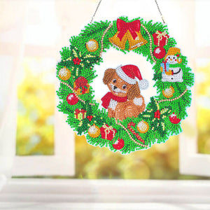 5D DIY Diamond Painting Crystal Dog Wreath Art Door Hanging Decor (GT2017)