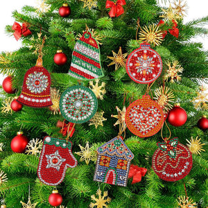 8pcs Christmas Tree Pendant Kit DIY Full Special Shaped Diamond Painting