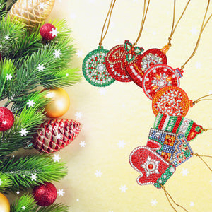8pcs Christmas Tree Pendant Kit DIY Full Special Shaped Diamond Painting
