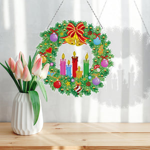 5D DIY Special Shaped Diamond Painting Xmas Wreath w/ Lamp String (YH24)