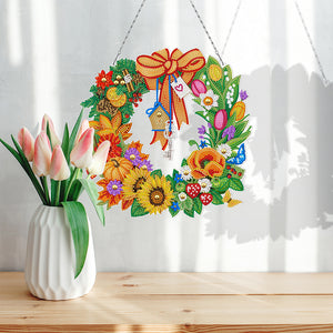 5D DIY Special Shaped Diamond Painting Xmas Wreath w/ Lamp String (YH25)